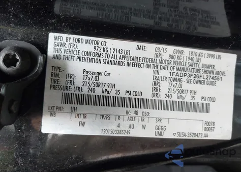 2015 Ford Focus Se z USA, uszkodzony, nr VIN 1FADP3F26FL274551